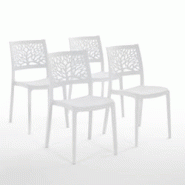 RATTATAN Set 4 Chaises en polypropylène avec fibre de verre empilables pour extérieur et jardin, bar et restaurant, cuisine design moderne - FLORA - RATTATAN Set 4 Chaises en polypropylène avec fibre de verre empilables pour extérieur et jardin, bar et restaurant, cuisine design moderne - FLORA -
