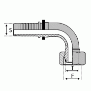Série S - Forte - Cône 24° - Femelle O-ring - 90° (DKOS90) - 4 , 1/4" , 6.35 , m16x150 , 8