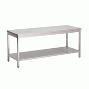 Table inox de préparation (L)1400 x (P)700 x (H)890 mm, avec étagère basse, sans dosseret