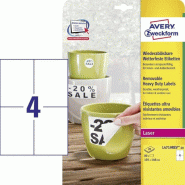 AVERY 80 étiquettes enlevables ultra-résistantes Laser blanc, format 105 x 148 mm (20 feuilles / cdt) - 4004182049808