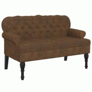 Décoshop26 - Banquette banc avec dossier capitonné et accoudoirs 119,5 x 64,5 x 75 cm PVC aspect daim marron DEC024652 - marron 3000254826644 Décoshop26 - Banquette banc avec dossier capitonné et accoudoirs 119,5 x 64,5 x 75 cm PVC aspect daim marron DEC024652 - marron 3000254826644