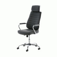 Décoshop26 - Fauteuil de bureau hauteur réglable pivotant mécanisme de bascule PVC gris et métal chromé 10_0006998 - gris métal 3000265876348