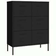 Helloshop26 - Armoire à tiroirs noire 80 x 35 x 101,5 cm robuste rangement ergonomique design contemporain en acier noir 02_0046842 - noir acier 3000