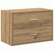 Helloshop26 - Armoire de rangement empilable 60 x 31 x 40 cm avec 2 tiroirs pratiques moderne en bois d'ingénierie chêne artisanal 02_0051203 - Bois