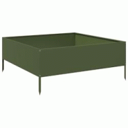 Helloshop26 - Jardinière bac lit surélevé plantes fleurs terrasse jardin de jardin olive 100 x 100 x 25 cm acier vert 02_0039851 - 3000218654108 Helloshop26 - Jardinière bac lit surélevé plantes fleurs terrasse jardin de jardin olive 100 x 100 x 25 cm acier vert 02_0039851 - 3000218654108