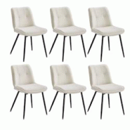 Helloshop26 - Lot de 6 chaises salle à manger chaise de cuisine rembourrée chenille jusqu'à 120 kg double coussin pieds en métal 12_0006215 - 3000 Helloshop26 - Lot de 6 chaises salle à manger chaise de cuisine rembourrée chenille jusqu'à 120 kg double coussin pieds en métal 12_0006215 - 3000