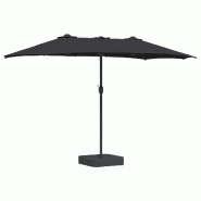Helloshop26 - Parasol de jardin pliable moderne avec éclairage LED 385 x 209 x 244 cm en polyester noir 02_0058688 - noir acier 3000240722691
