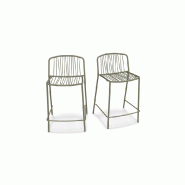 Lot de 2 tabourets haut in & out BRIS - olive