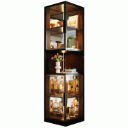 Merax Vitrine LED 42x44x205 cm, armoire en verre avec fond miroir, LED RGB par appli, anti-basculement, noir - noir multi-matériau N880P41491920B