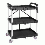 Petit chariot pliant en polypropylène Vogue 3 niveaux noir - noir plastique polypropylène UNCK113