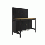SimonRack Établi d’atelier, 1210x610 mm, panneau perforé et armoire, Charge 600 kg, Noir - BT-2 - noir métal 8425437138225 SimonRack Établi d’atelier, 1210x610 mm, panneau perforé et armoire, Charge 600 kg, Noir - BT-2 - noir métal 8425437138225