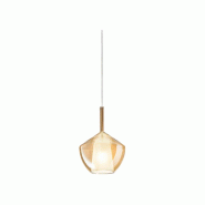 Suspension en verre borosilicate 20 x 27,5 cm, finition ambre transparent, câblage E27 inclus, série 10S48250 - Perenz - transparent 8250 AM