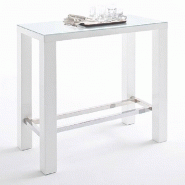 TABLE DE BAR DESIGN JANIS 120 X 60 CM FINITION LAQUE BLANCHE BRILLANTE