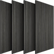 TecTake GmbH tectake Panneaux acoustiques SONIC WALL aspect bois - Lot de 4 chêne noir - noir Bois manufacturé 406539