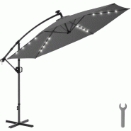 TecTake GmbH tectake Parasol à pied déporté Artemis, pivotant à 360°, LED solaire, 3,5 x 3,5 m  Gris - gris acier 406554_0