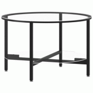 VidaXL Table à thé Noir et transparent 70 cm Verre trempé Modèle Orion Prime - 331617XL