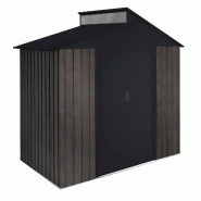 WASABI Abri de Jardin Extérieur 2,84 m² Robin t2 – Finition effet bois premium – Puits de lumière – Portes coulissantes - marron métal G01ME0103 WASABI Abri de Jardin Extérieur 2,84 m² Robin t2 – Finition effet bois premium – Puits de lumière – Portes coulissantes - marron métal G01ME0103