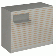 Comptoir Vertigo H T03nat. Spl.Gauche L120cm 2tabl.Couliss.4tab.Amovib.Blancma