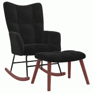 Décoshop26 - Fauteuil à bascule d'allaitement rembourré relax pour salon avec repose-pied et velours noir DEC028834 - noir 3000257083792