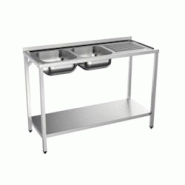 Distform Plonge inox 2 bacs sur support avec étagère P 500 mm-bac à gauche longueur 1200 mm - QSD15120 Distform Plonge inox 2 bacs sur support avec étagère P 500 mm-bac à gauche longueur 1200 mm - QSD15120