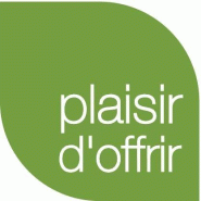 Étiquettes cadeaux adhésives "Plaisir d'offrir" - fond vert 30x30mm - boîte de 500