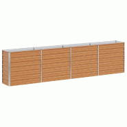 Helloshop26 - Jardinière surélevée terrasse jardin 320 x 40 x 77 cm entretien facile style industriel en acier galvanisé marron 02_0059019 - marro