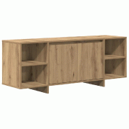 Helloshop26 - Meuble TV épuré avec rangement 130 x 35 x 50 cm style contemporain en bois d'ingénierie chêne artisanal 02_0050943 - Bois massif 300