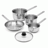 Lot de 3 casseroles 18/20/22 cm et poêle en inox 28 cm avec couvercle Fackelmann Rhona - gris inox 3176239913323