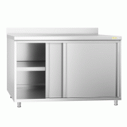 Meuble bas inox 1400x600 mm adossé PREMIUM - GOLDINOX - gris inox 3701770810727