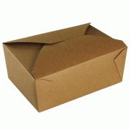 NOVABOX 2000ml - Boîte Kraft Repas Pliante Anti-Fuite & Micro-ondable - Emballage Étanche Vente à Emporter & Livraison - Lot de 160 - beige en cart