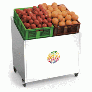 Présentoir de fruits et légumes en acier inoxydable avec roulettes - modulable et durable Présentoir de fruits et légumes en acier inoxydable avec roulettes - modulable et durable