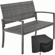 TecTake GmbH tectake 2 places, banc de jardin, MURAT, polyrotin en acier thermolaqué, résistant aux intempéries, deux places, , extérieur, gris - TecTake GmbH tectake 2 places, banc de jardin, MURAT, polyrotin en acier thermolaqué, résistant aux intempéries, deux places, , extérieur, gris -