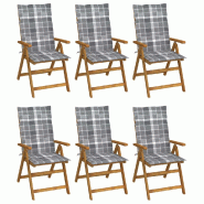 VidaXL Chaises Pliables De Jardin Lot De 6 Avec Coussins Bois D Acacia - gris 3064133