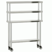 VidaXL Table de travail de cuisine avec étagère 110x30x150 cm inox - 3208905