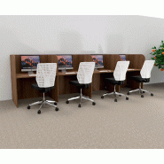 Bureau de centre d'appels version murale 4 personnes Call. - Acacia foncé, 4 places