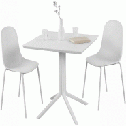 CLP Salon de jardin Zeron avec 2 chaises Plastique HBT: 85x186x80 cm Blanc - blanc 328131