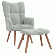 Décoshop26 - Fauteuil lounge chaise de canapé design modene avec repose-pied en velours gris clair DEC026513 - gris 3000255863976