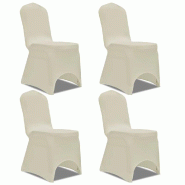 Décoshop26 - Housse de chaise extensible 4 pcs crème DEC022359 - beige 3001300069602