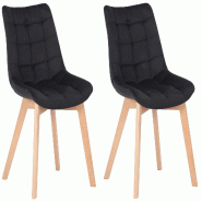 Décoshop26 - Lot de 2 chaises de salle à manger rembourrage généreux en velours noir piètement en bois 10_0007742 - noir Bois massif 3000266279919