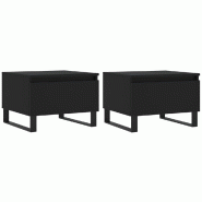 Décoshop26 - Lot de 2 tables de chevets avec tiroir 50 x 46 x 35 cm bois d'ingénierie noir et métal DEC040412 - noir métal 3000264925238