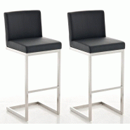 Décoshop26 - Lot de 2 tabourets de bar design moderne support en acier inoxydable assise en PVC noir 10_0004384 - noir inox 3000252076096