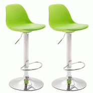 Décoshop26 - Lot de 2 tabourets de bar moderne et confortable assise en PVC vert coque en plastique et pieds en métal chromé 10_0004233 - métal 30