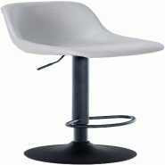 Décoshop26 - Tabouret de bar x1 rotation à 360°en PVC gris pieds en trompette métal noir 10_0006226 - gris métal 3000265450432