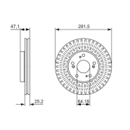 Disque de frein ventilé Bosch 0986479781 - boîte de 2 disques - 5 trous - épaisseur 25 mm Disque de frein ventilé Bosch 0986479781 - boîte de 2 disques - 5 trous - épaisseur 25 mm