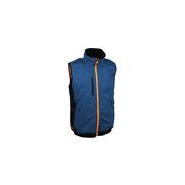 Gilet softshell. 96% polyester et 4% élasthanne, 300g/m².