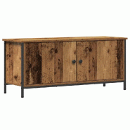 Helloshop26 - Meuble TV rectangulaire avec 2 portes et étagères style moderne 100 x 35 x 45 cm en bois ancien 02_0052430 - Bois massif 3000237415261