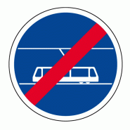 Panneau B45b - Fin de voie réservée aux tramways - Classe 2, 650 mm
