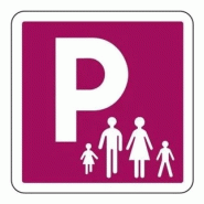 Panneau de Parking famille nombreuse (350 x 350 mm, Aluminium bords rebordÃ©s, Classe 2)