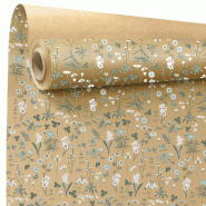 Papier kraft motif Ysée sauge 0,80x40 m