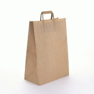 Sac kraft alimentaire brun poignées plates 32x17x45cm - lot de 200